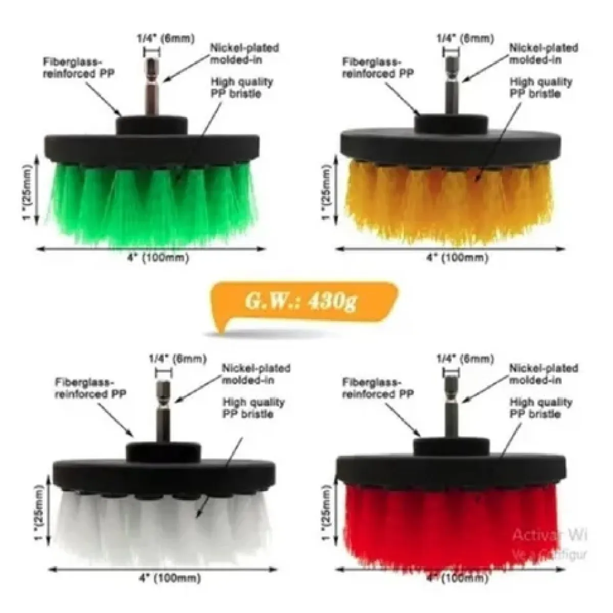 GENERICO - 4 Cepillos Escobillas Limpieza De Tapiz/alfombra Auto