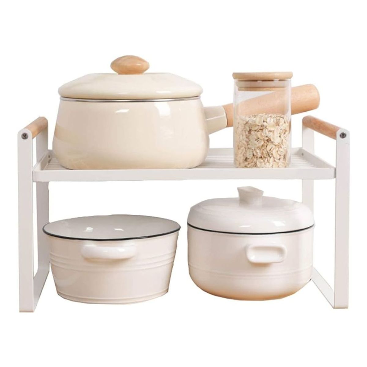 BAZUCA - Repisa Organizador Cocina Acero Madera 54cm Color Blanco