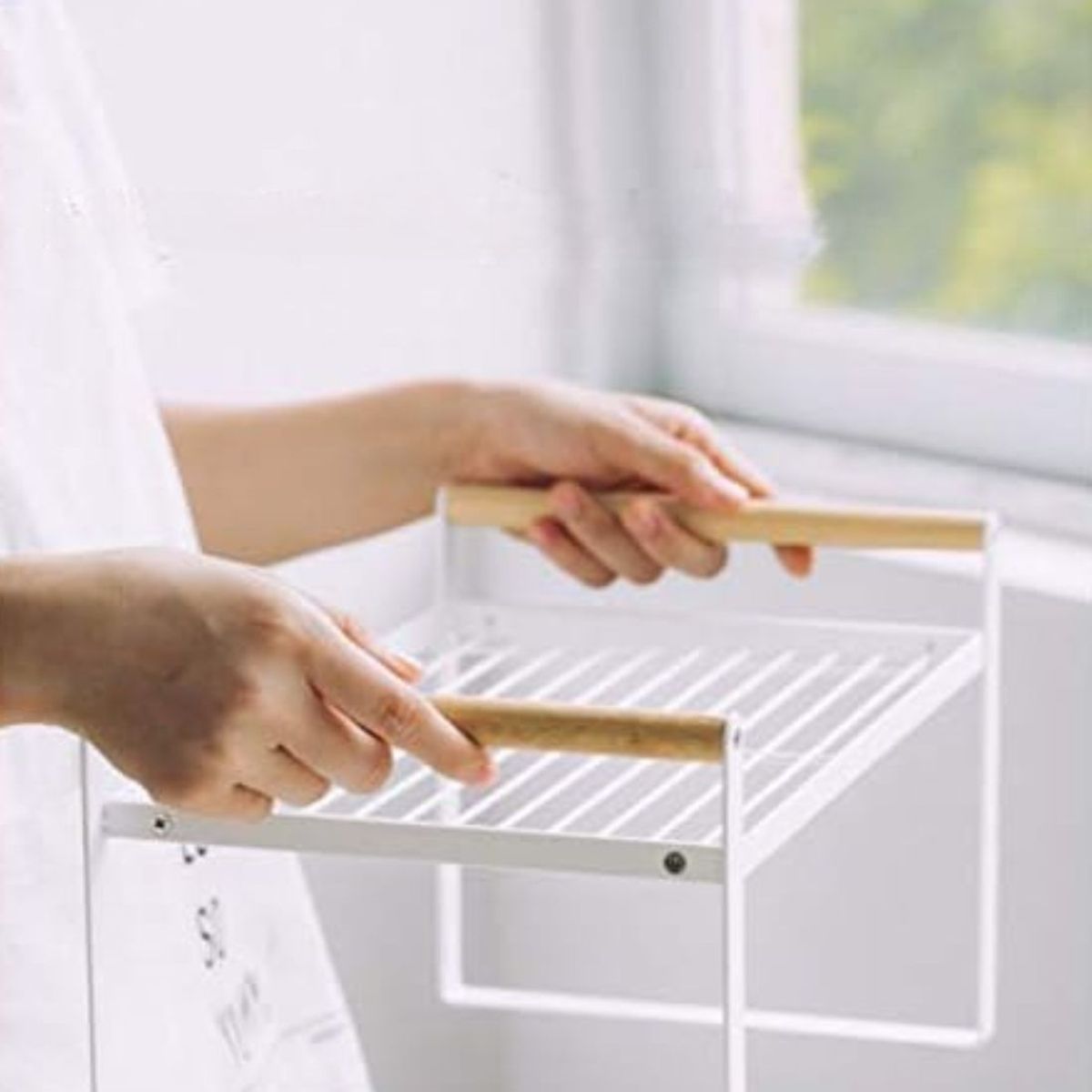 BAZUCA - Repisa Organizador Cocina Acero Madera 54cm Color Blanco