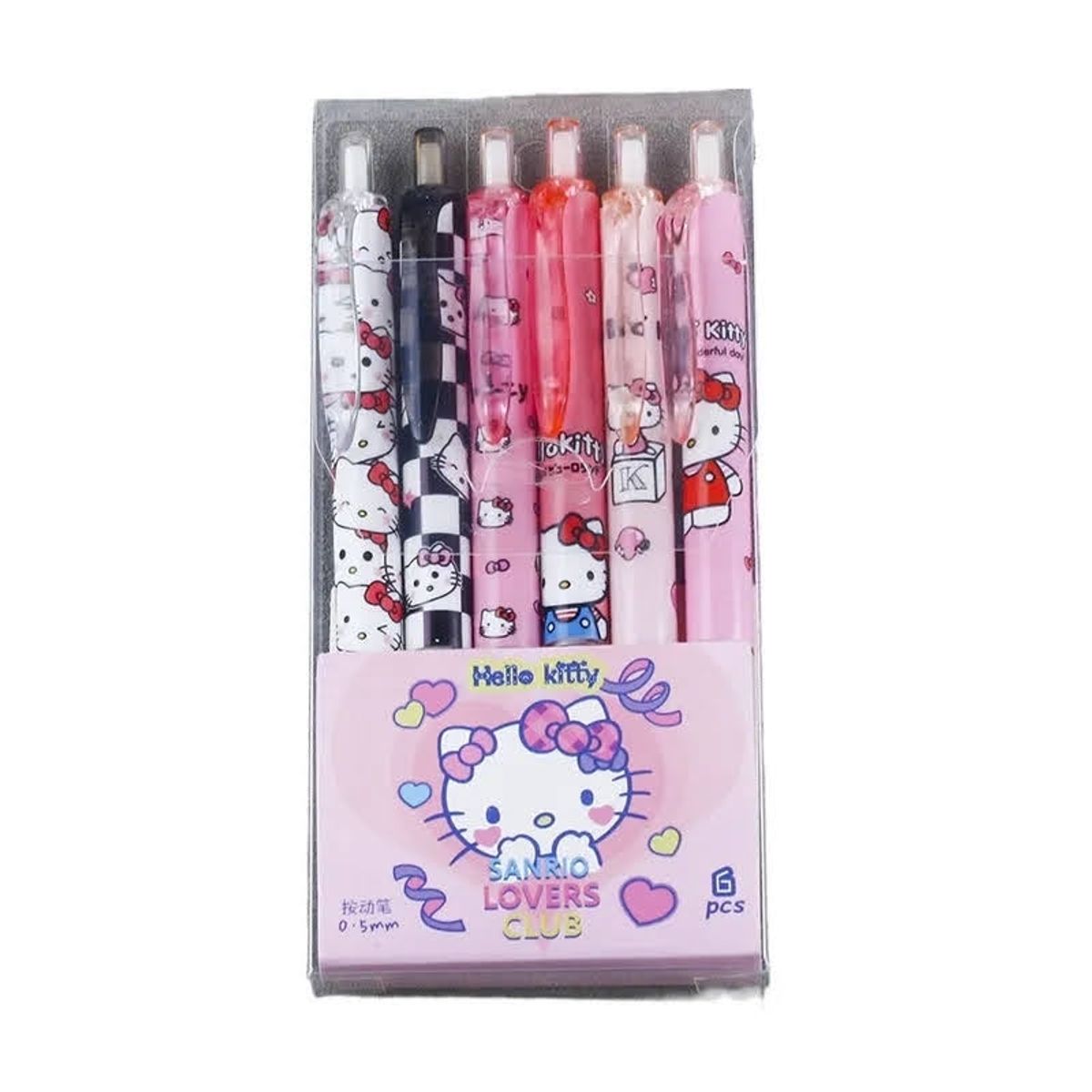 GENERICO - Lápiz Pasta Bolígrafo Hello kitty Pack x 6 Tinta Negra