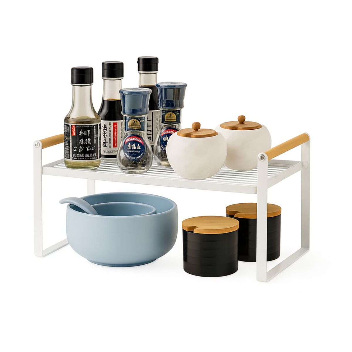 BAZUCA - Estante Repisa Organizador Multiuso Cocina Acero Madera 34cm - Blanca