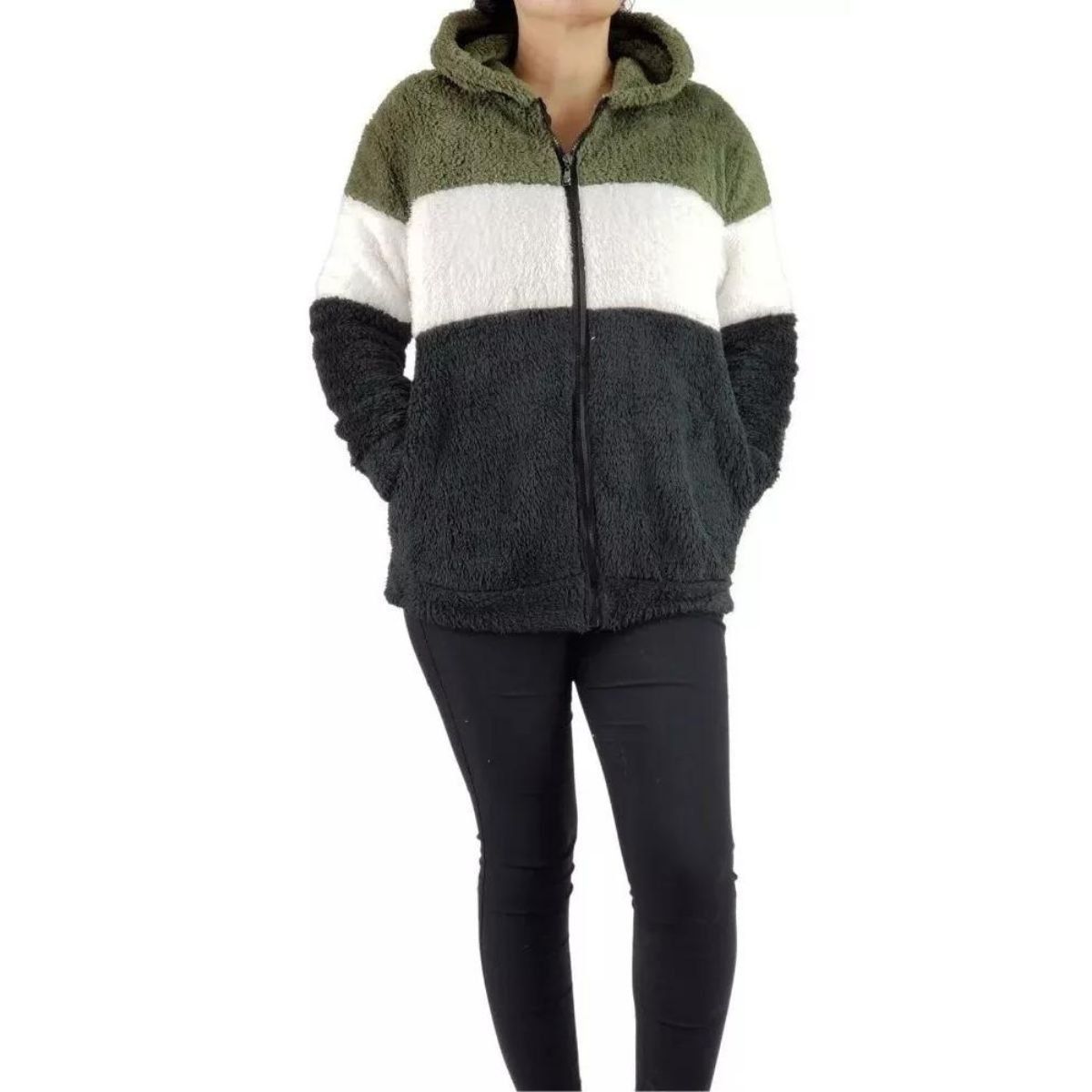 LOOK SHOP - Chaqueta Valley Sherpa Mujer Con Gorro Chaquetón Corderito Peludo 035