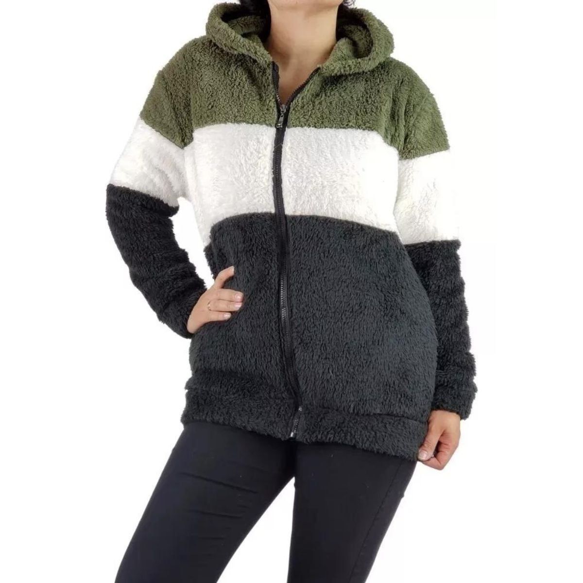 LOOK SHOP - Chaqueta Valley Sherpa Mujer Con Gorro Chaquetón Corderito Peludo 035