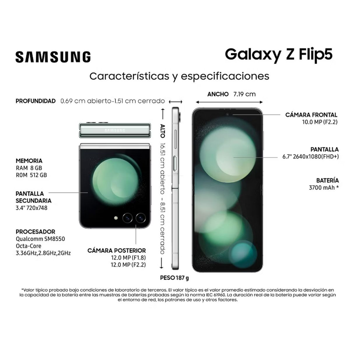 SAMSUNG - Samsung Galaxy Z Flip5 5G 512GB - Reacondicionado - Menta