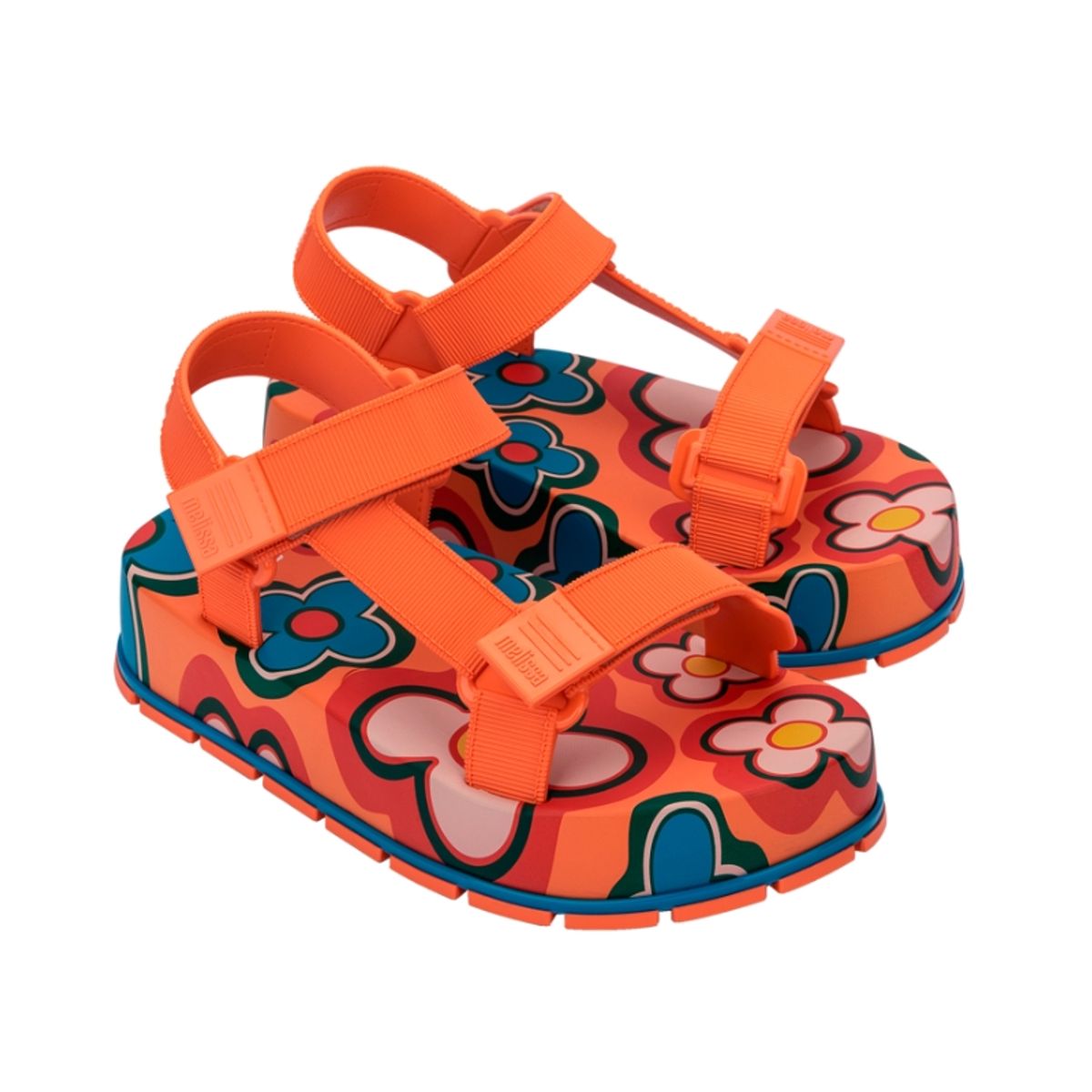 MELISSA - Sandalia Melissa Flowing Platform Naranja/Azul