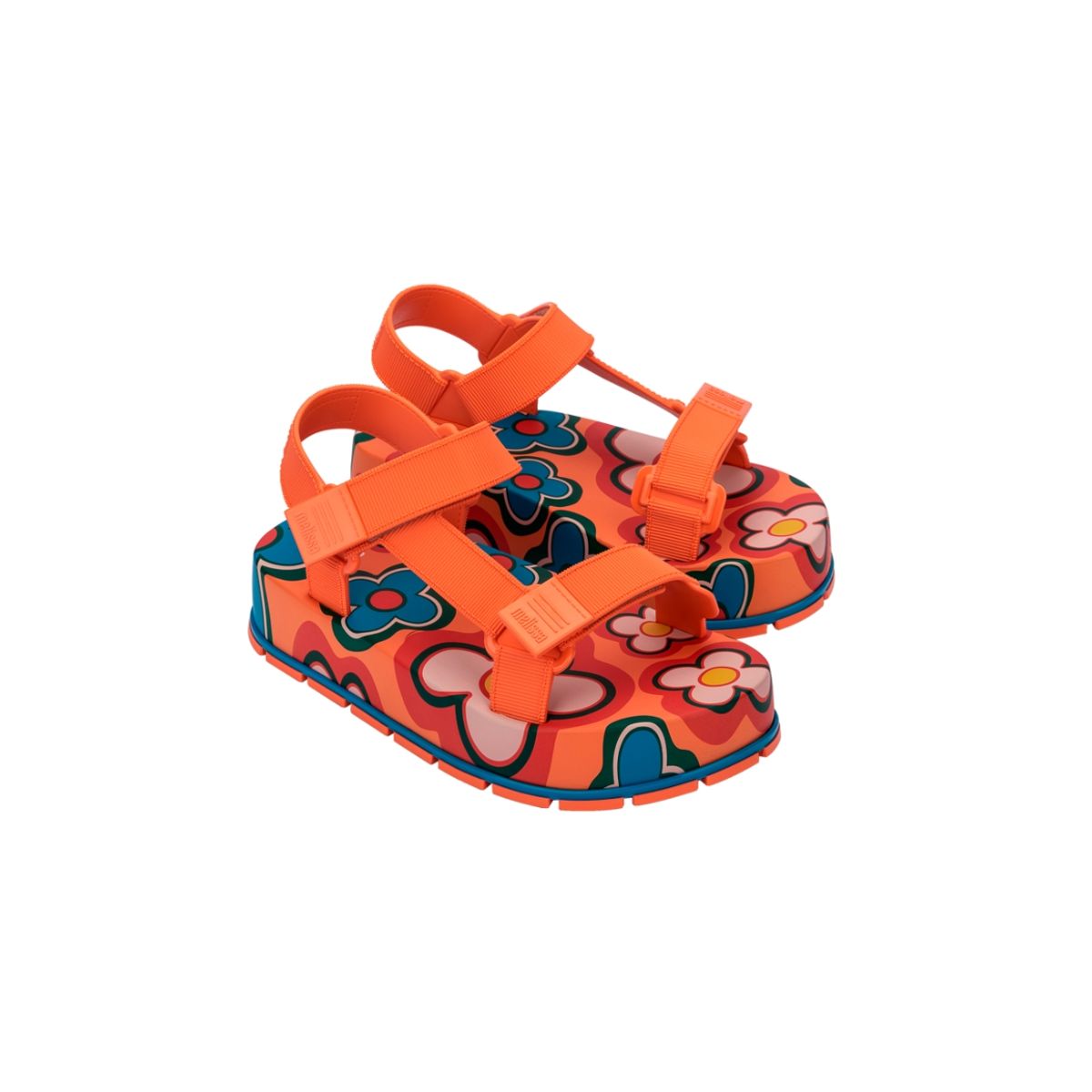 MELISSA - Sandalia Melissa Flowing Platform Naranja/Azul