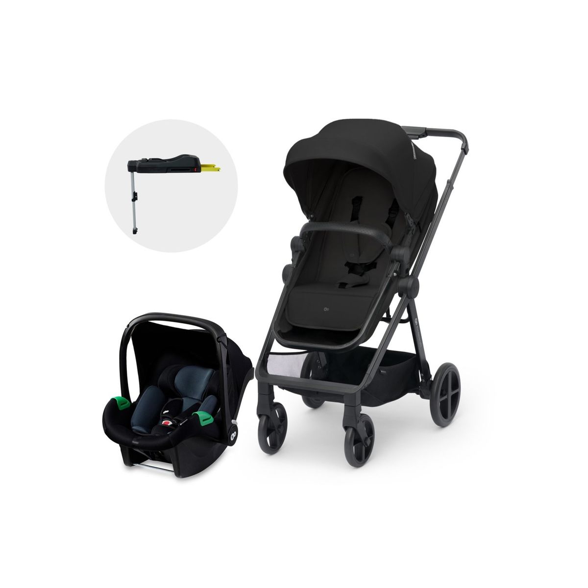 KINDERKRAFT - Coche Travel System Newly 3en1 Negro + Base Isofix KINDERKRAFT