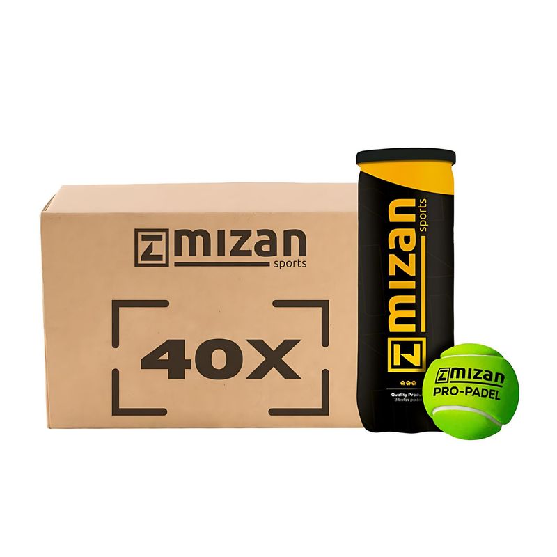 MIZAN - Caja 40 Tarros Pelota Padel Mizan X3