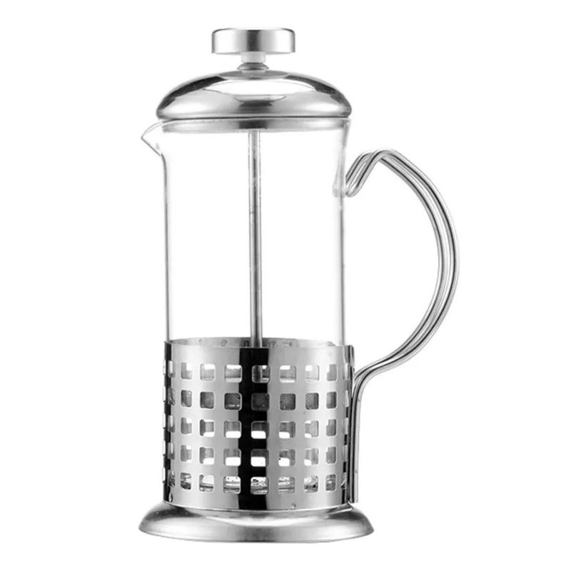 BAZUCA - Cafetera Francesa Vidrio 1 Litro Metal Transparente modelo Cuadrados