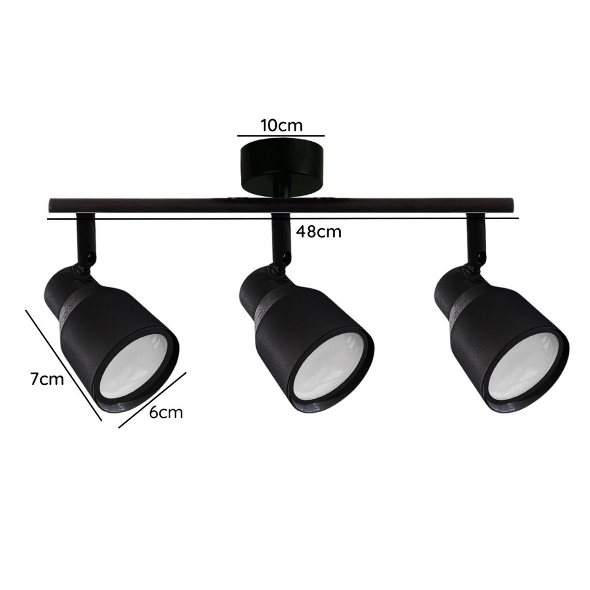 HB LEDS - Foco LED Sobrepuesto Decorativo Triple GU-10 Negro Híades