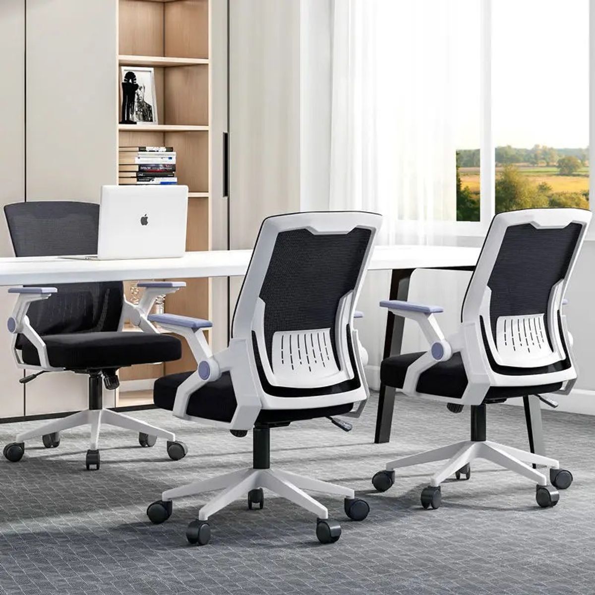 MODERNISMO - Silla de oficina luxury ergonómica blanco-negra