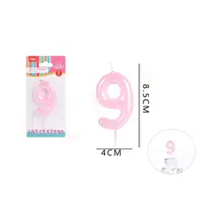 GENERICO - Vela De Cumpleaños Rosado Aperlado Numero 9