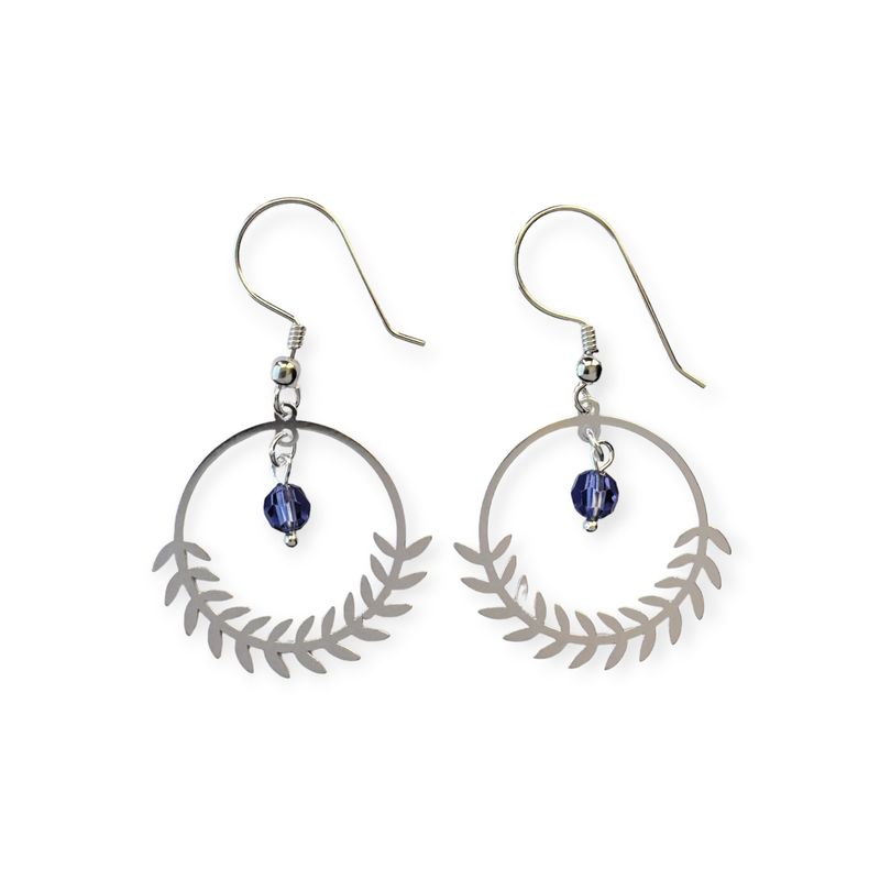 ANDREA COGGIOLA JOYAS - Aros Espiga Redondo Gancho Cristal Plata Fina 925