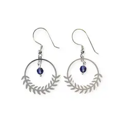 ANDREA COGGIOLA JOYAS - Aros Espiga Redondo Gancho Cristal Plata Fina 925