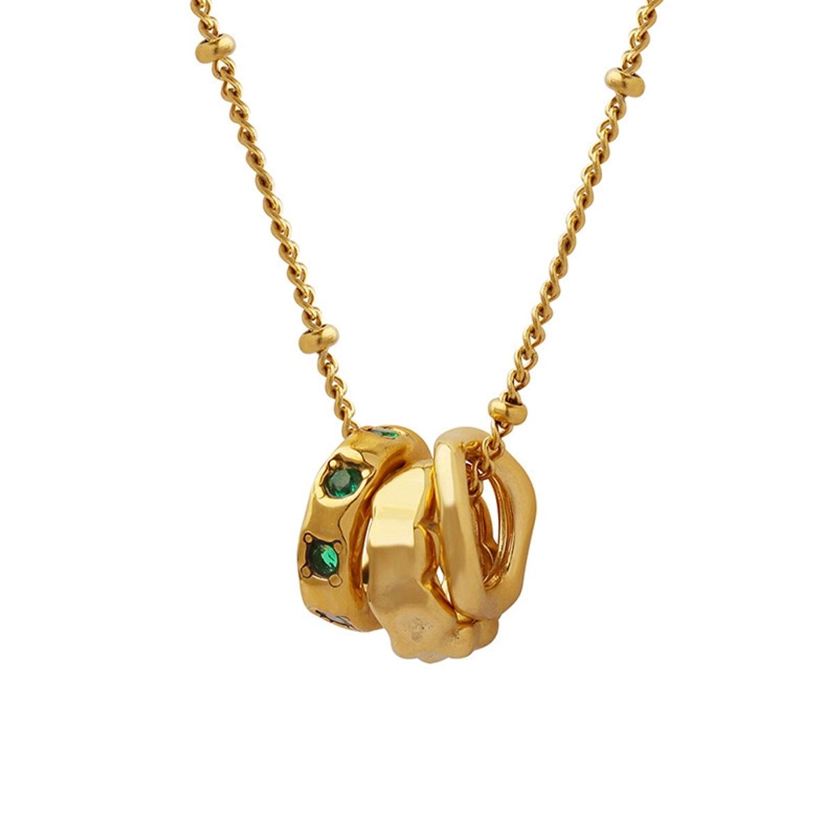 LUX JOYAS - Collar Baño Oro Amarillo 18k Argolla Esmeralda