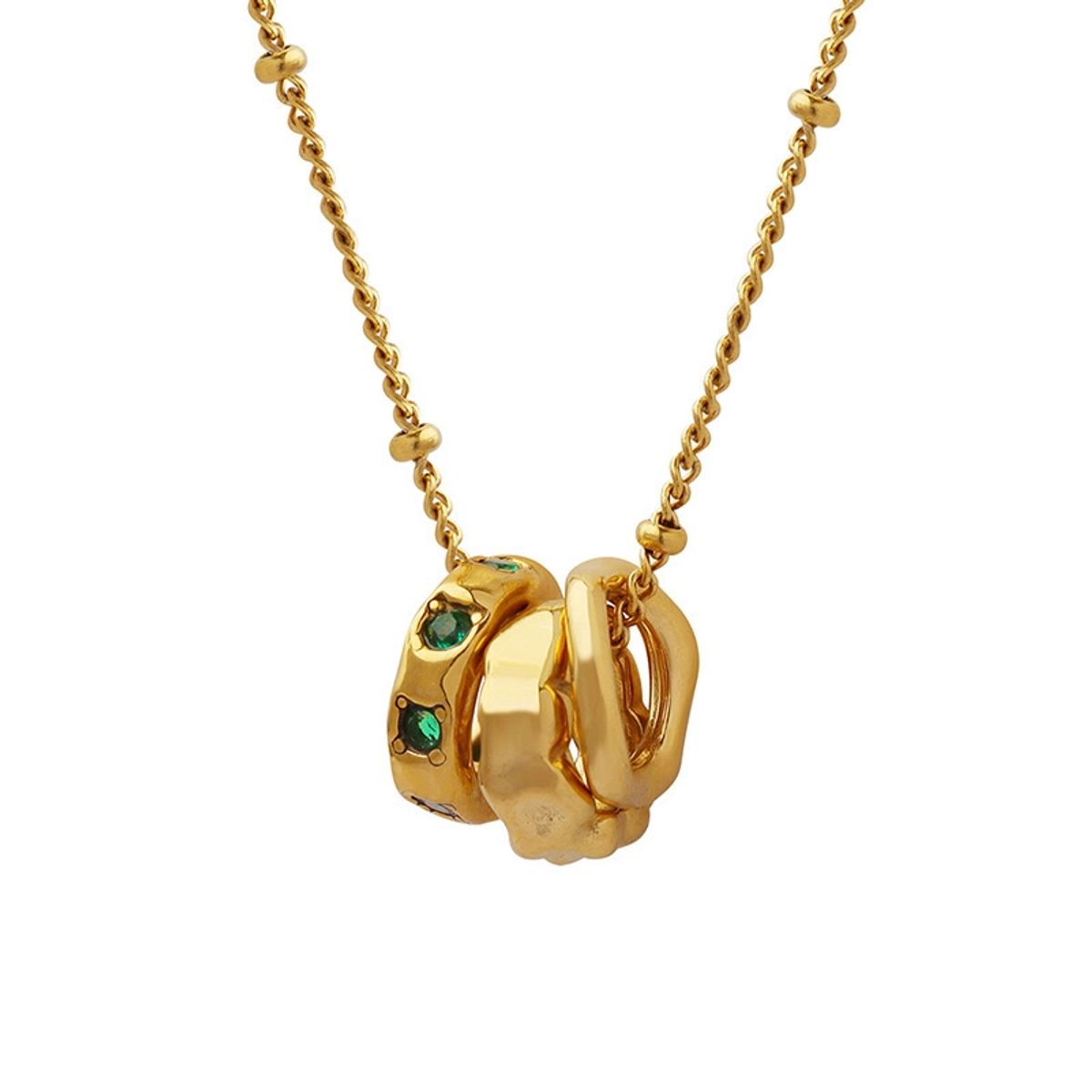 LUX JOYAS - Collar Baño Oro Amarillo 18k Argolla Esmeralda