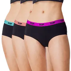 TOP - Calzón Pantaletas Algodón Con Elástico Pack 3 C5