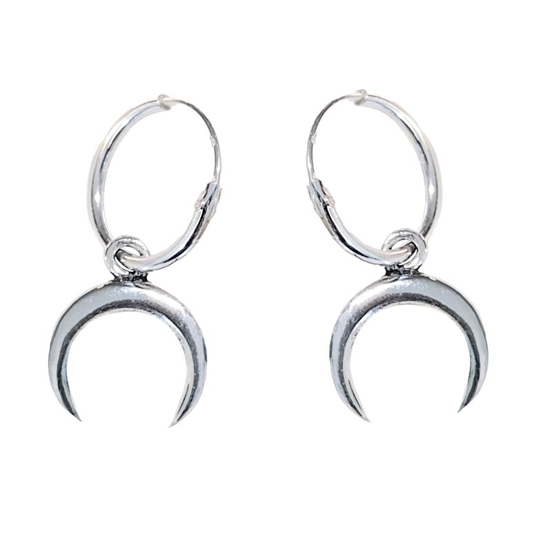 ANDREA COGGIOLA JOYAS - Aros Argolla Luna Invertida Mini Plata Fina 925