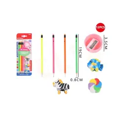 GENERICO - Set De 4 Lápiz Gráfito +Sacapunta+Goma +19cm 12pcs