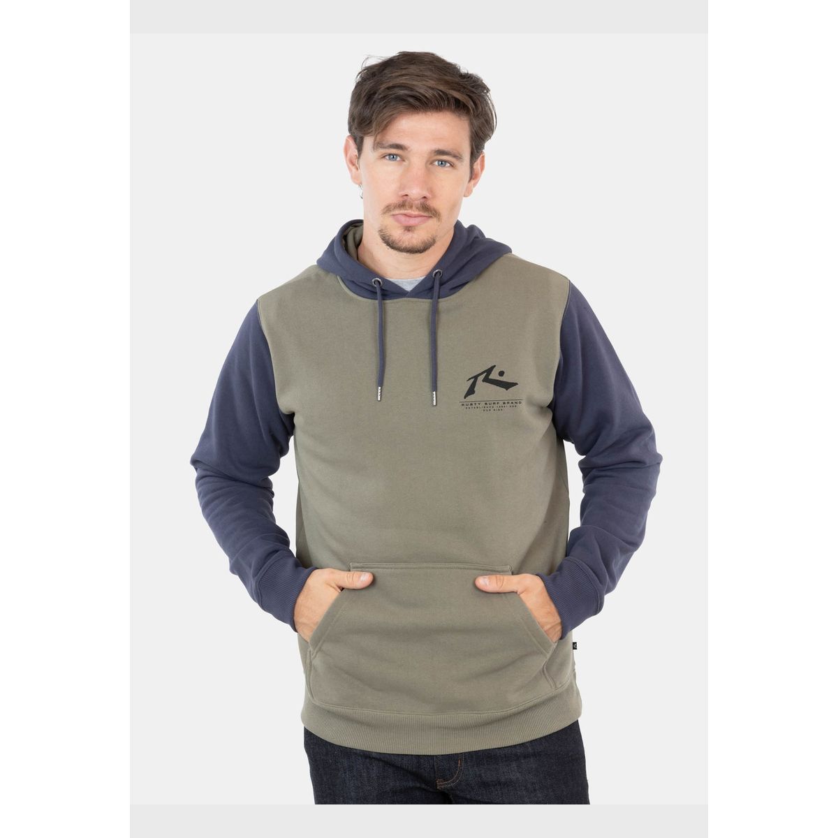 RUSTY - Poleron R-Surf Brand Verde Hombre Rusty