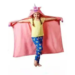 GENERICO - Frazada Con Luces Led MantaCapucha Infantil Poncho De PolarColor Rosa