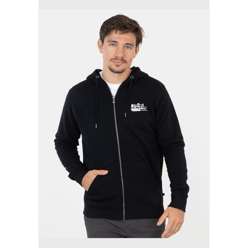 RUSTY - Poleron Jail Breake Full Zip Negro Hombre Rusty
