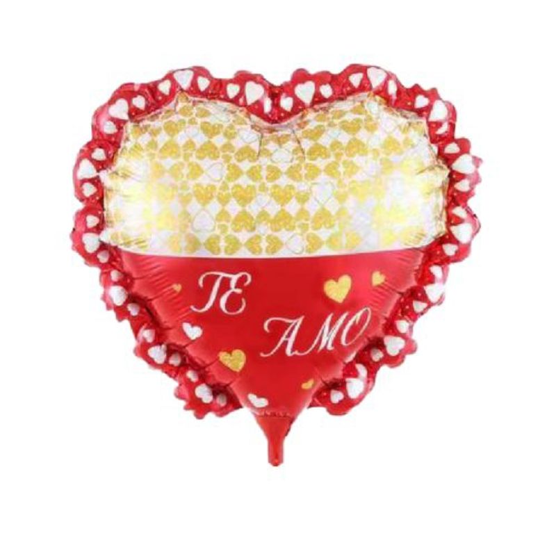 GENERICO - Globo Diseño Corazon Te amo Color Dorado Rojo