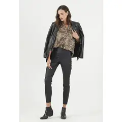 PRIVILEGE - Blazer de ecocuero negro