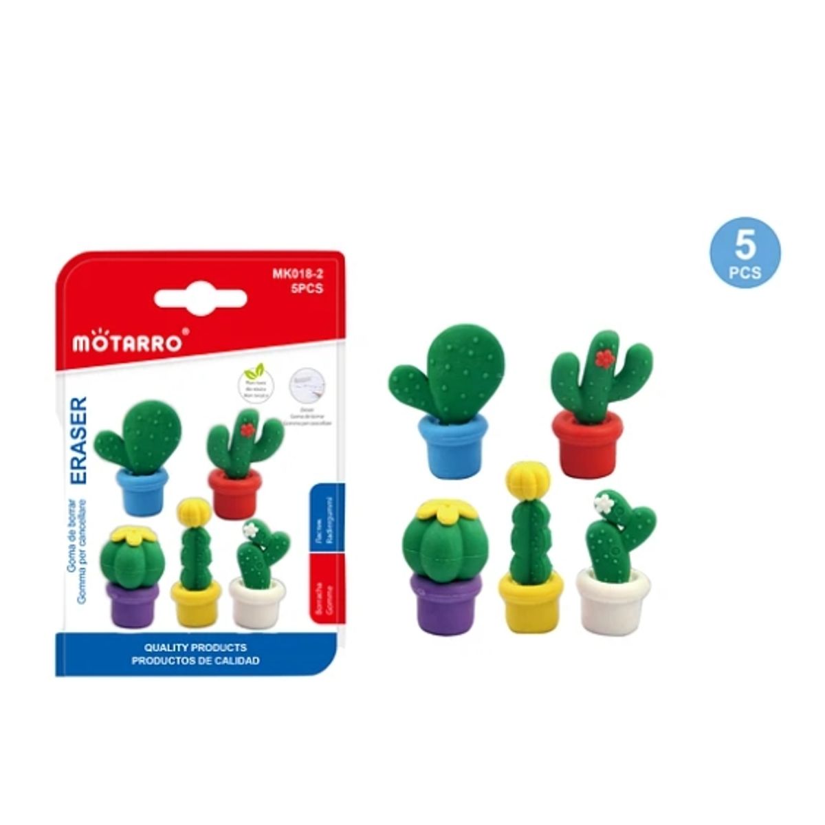 GENERICO - Set Goma De Borrar Cactus 5 pcs