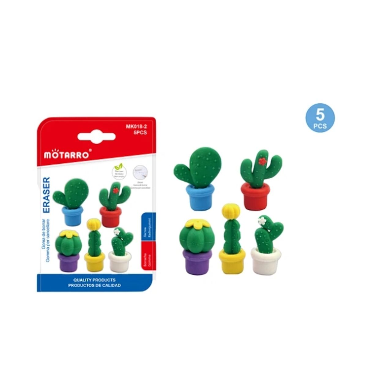 GENERICO - Set Goma De Borrar Cactus 5 pcs