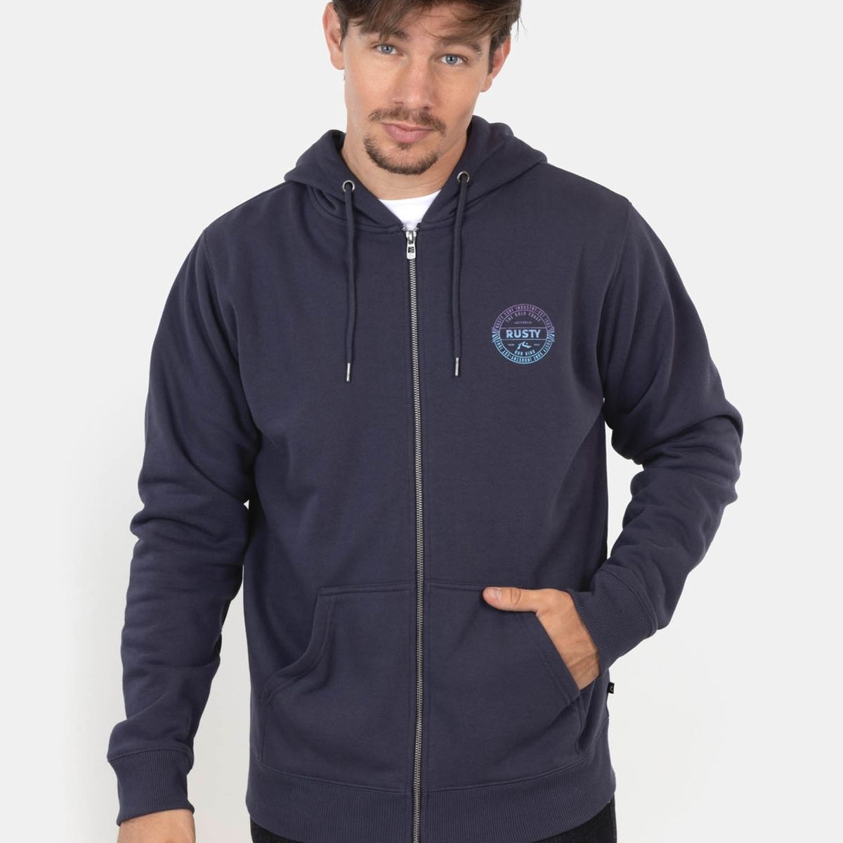RUSTY - Poleron Surf Industry Full Zip Gris Hombre Rusty
