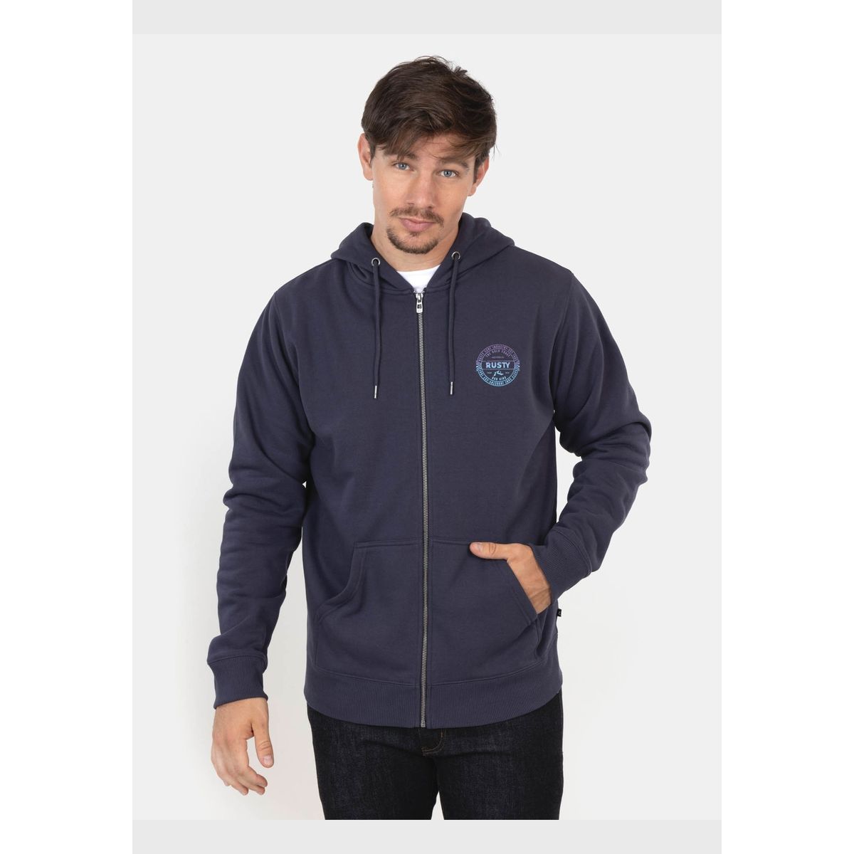 RUSTY - Poleron Surf Industry Full Zip Gris Hombre Rusty