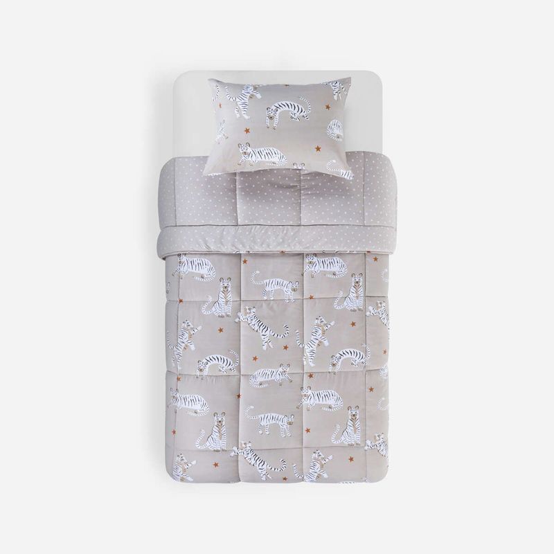 ROSEN - Plumón Reversible Kids Microfibra Tigres 1,5 Plazas