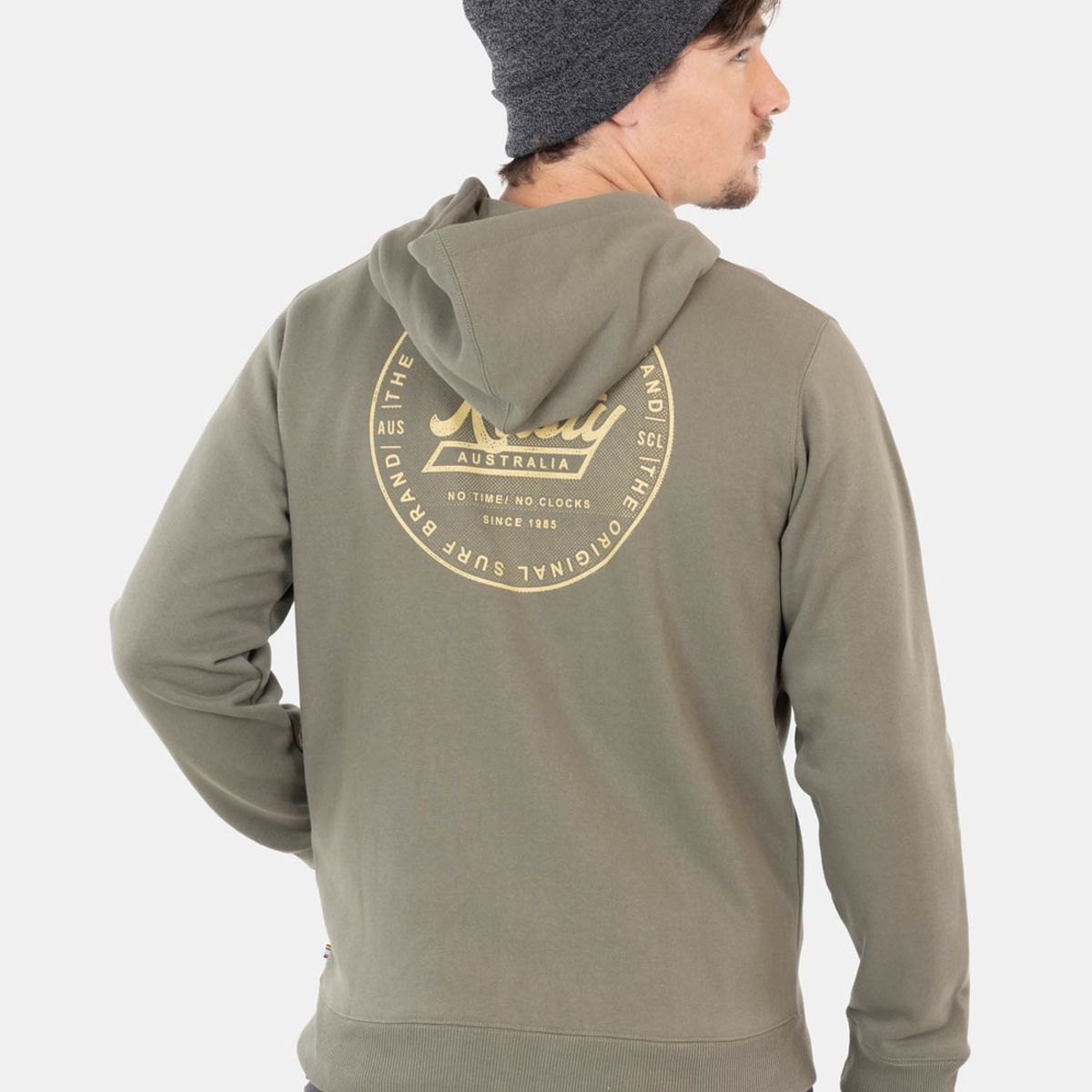 RUSTY - Poleron No Time Full Zip Verde Hombre Rusty