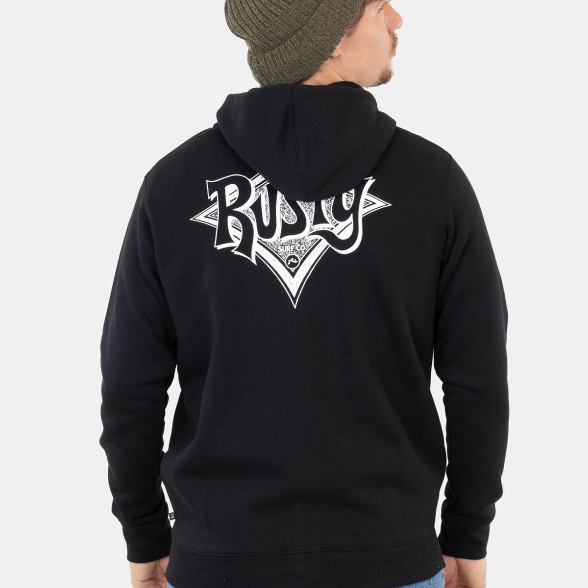 RUSTY - Poleron Retro Surf Full Zip Negro Hombre Rusty