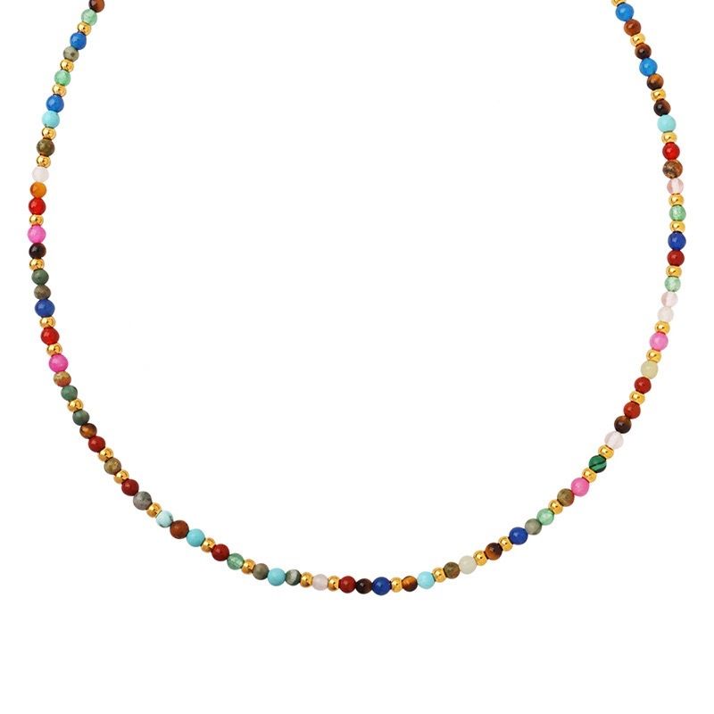 LUX JOYAS - Collar Baño Oro 18k Piedrecillas Naturales Colores