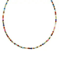 LUX JOYAS - Collar Baño Oro 18k Piedrecillas Naturales Colores