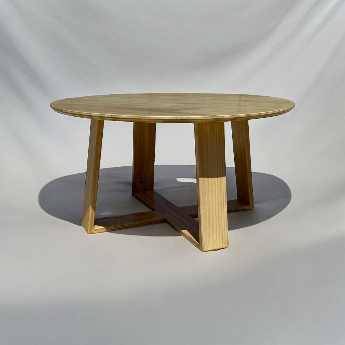 TAIKKEE - MESA DE CENTRO RUSTICA REDONDA COLOR ROBLE