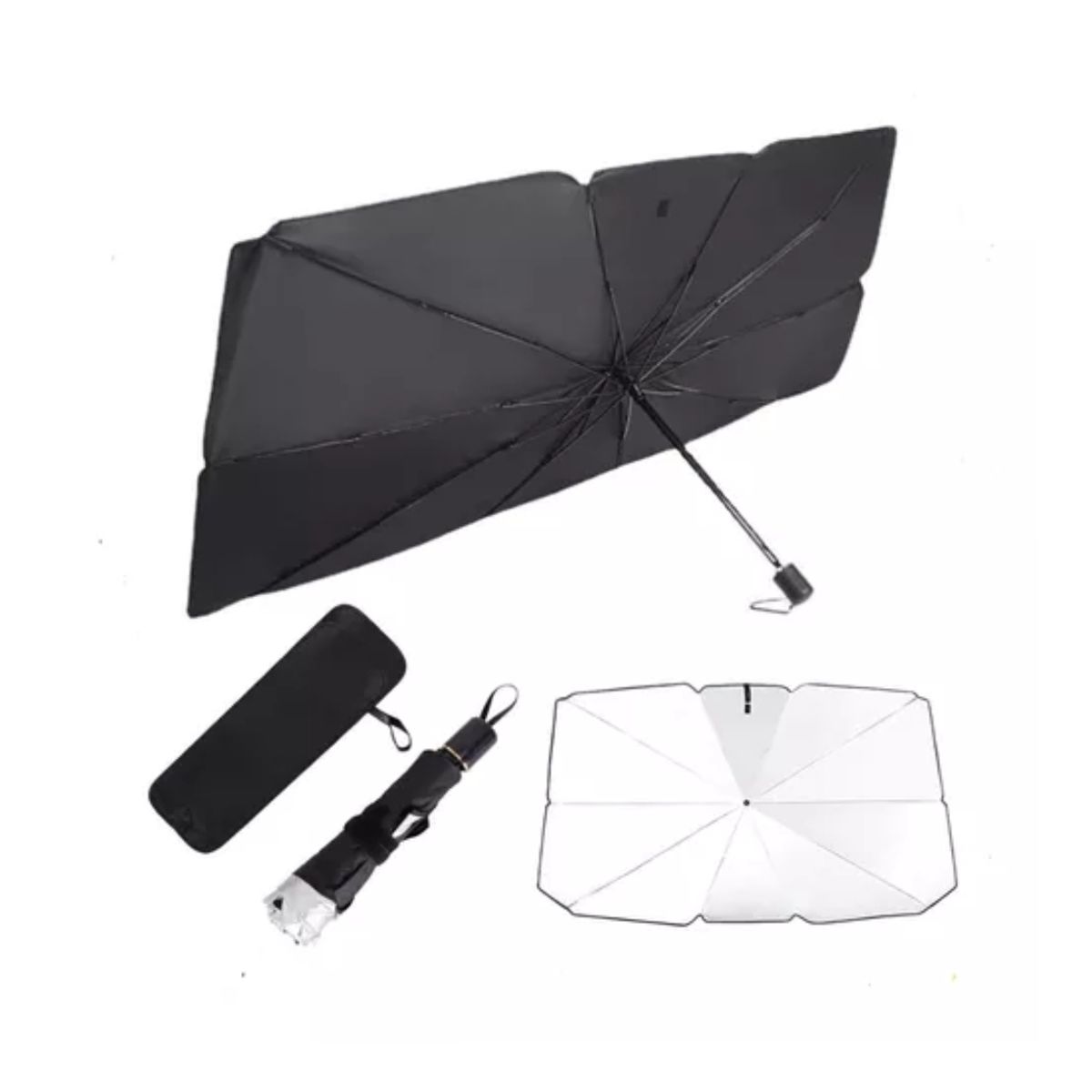 GENERICO - Quitasol Tipo Sombrilla Para Auto Parasol Retractil Parabria