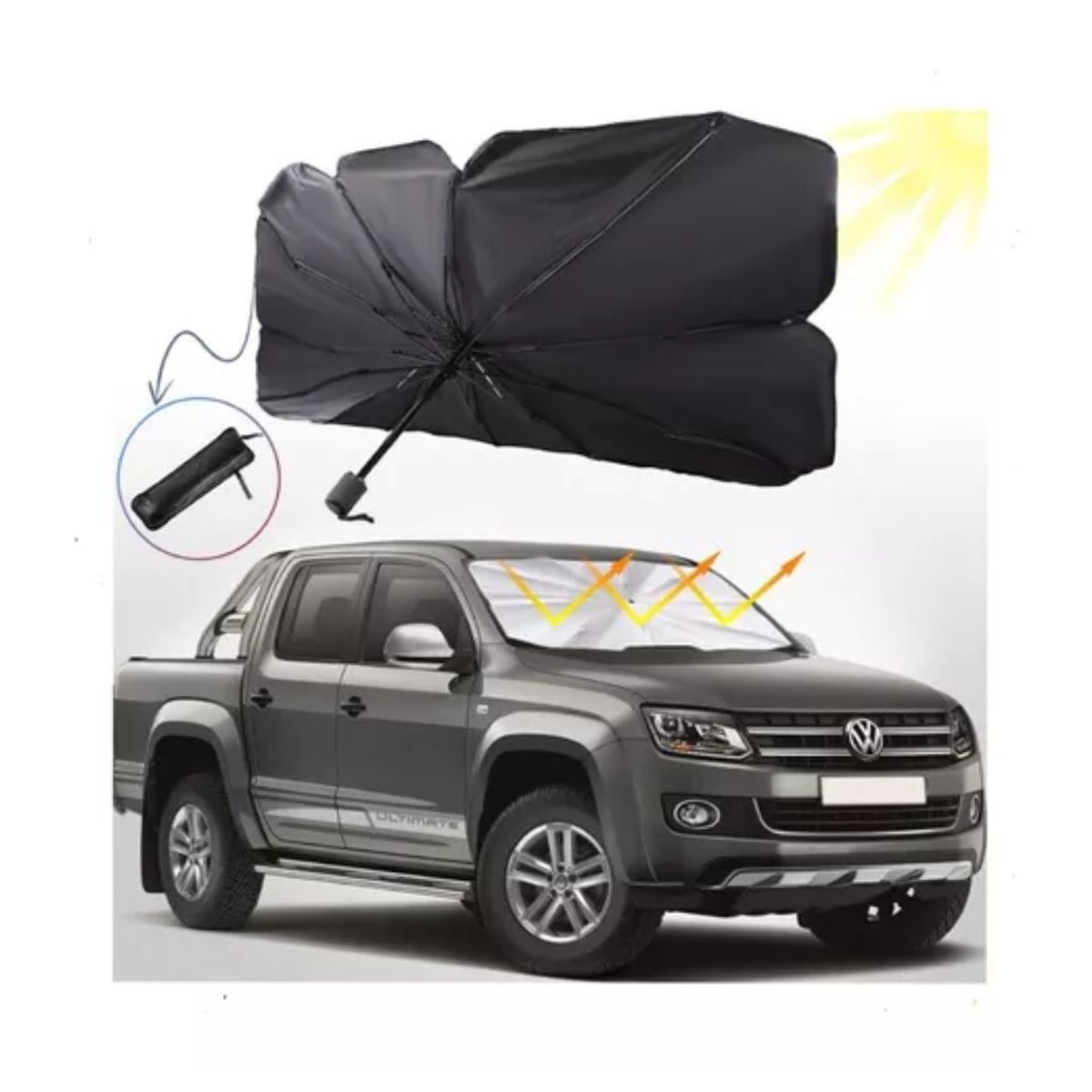 GENERICO - Quitasol Tipo Sombrilla Para Auto Parasol Retractil Parabria