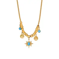LUX JOYAS - Collar Baño Oro 18k Árbol Vida Crisocola