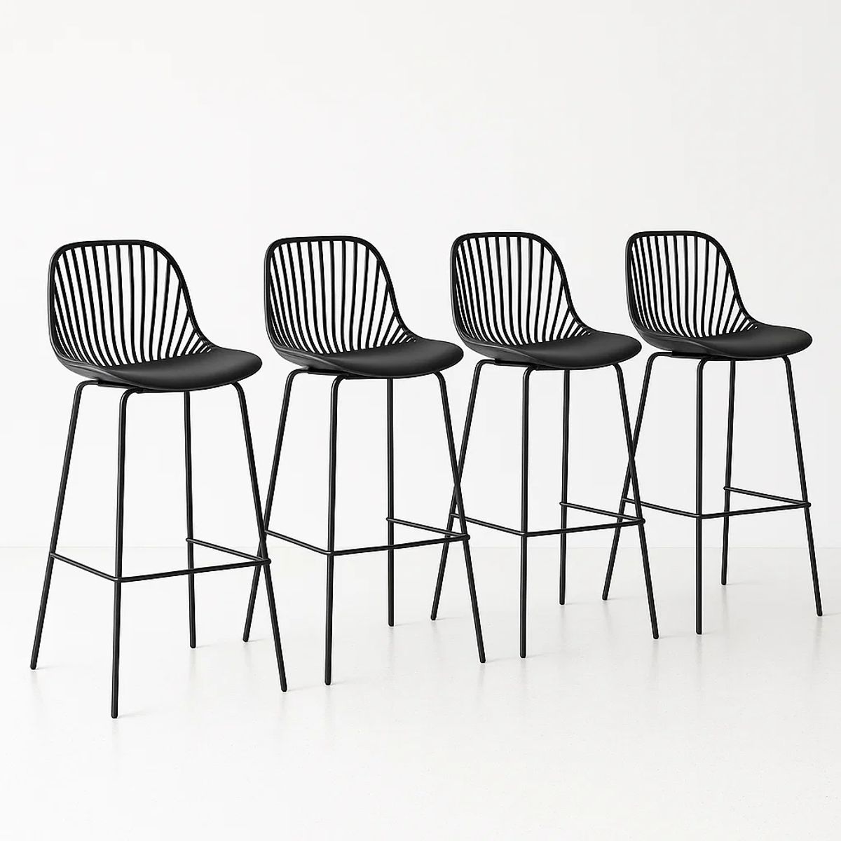 KLIK - Pack de 4 Taburetes Piso Bar Tropea Alto - Negro KLIK