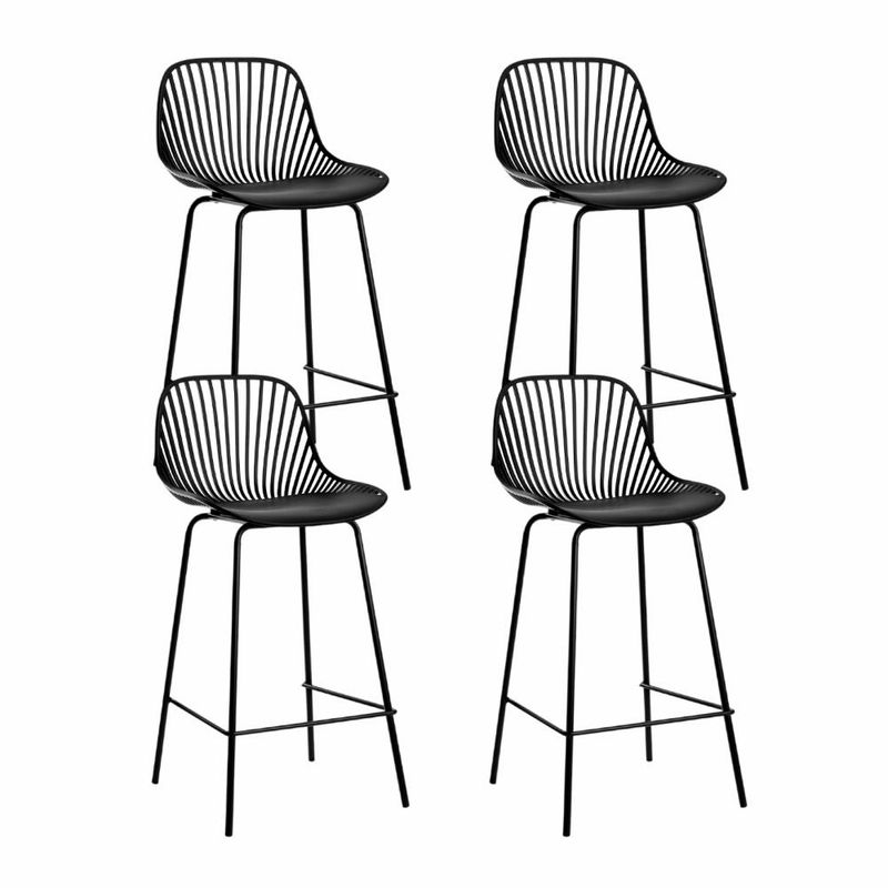 KLIK - Pack de 4 Taburetes Piso Bar Tropea Alto - Negro KLIK