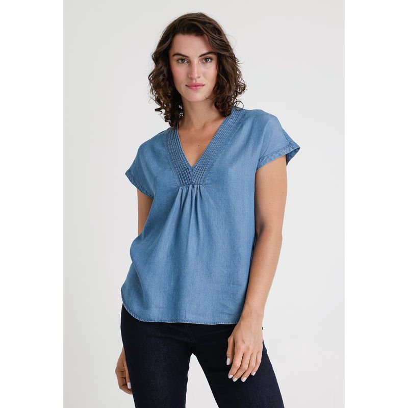CANADIENNE - Blusa De Mujer Modelo Anse Color Celeste Canadienne