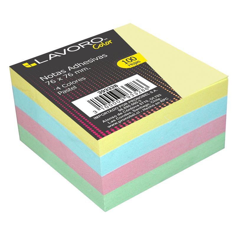 FULTONS - Nota Adhesiva 654 76x76 mm 100 hojas 4 colores Pastel Lavoro