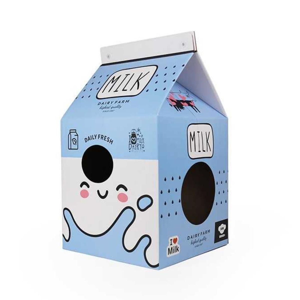 GENERICO - Casa Forma Caja De Leche Para Gato Con Rascador Y Catnip - Azul - YT110554B-1