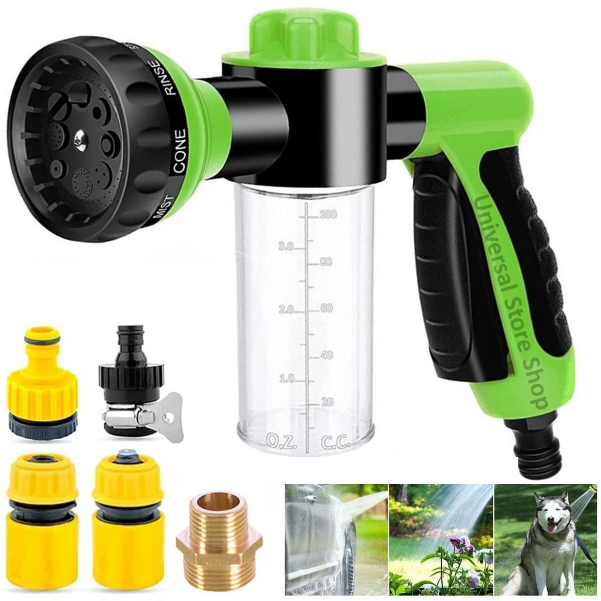 GENERICO - Pistola Agua Riego Lavado Auto Ducha Perro Dispensador Jabón