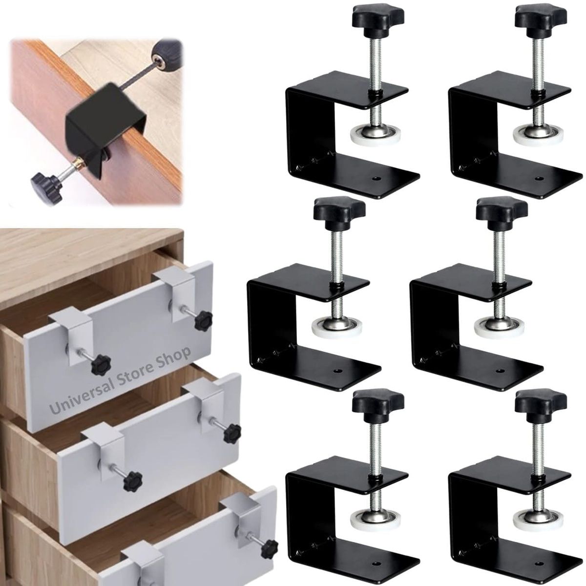 GENERICO - 6 Prensa Abrazadera Montaje Panel Frontal Cajón Madera Pinza