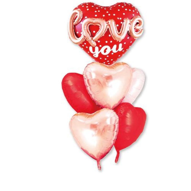 GENERICO - Globo Love Color Oro Rosa Rojo 6 Unidades