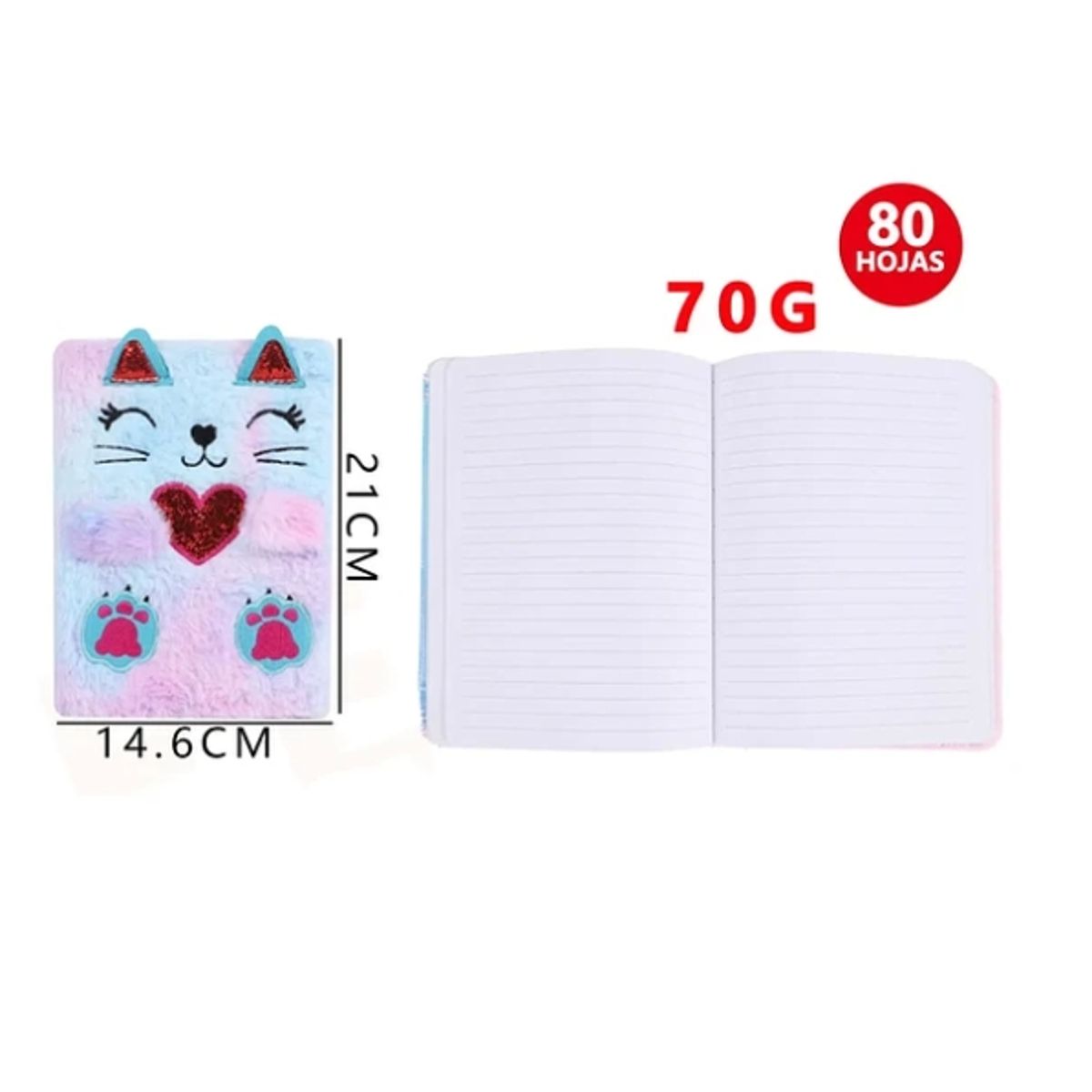 GENERICO - Libreta Gatito De peluche 15205cm